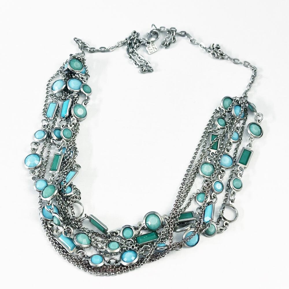 Banana Republic 9-Strand Turquoise & Silver Necklace
